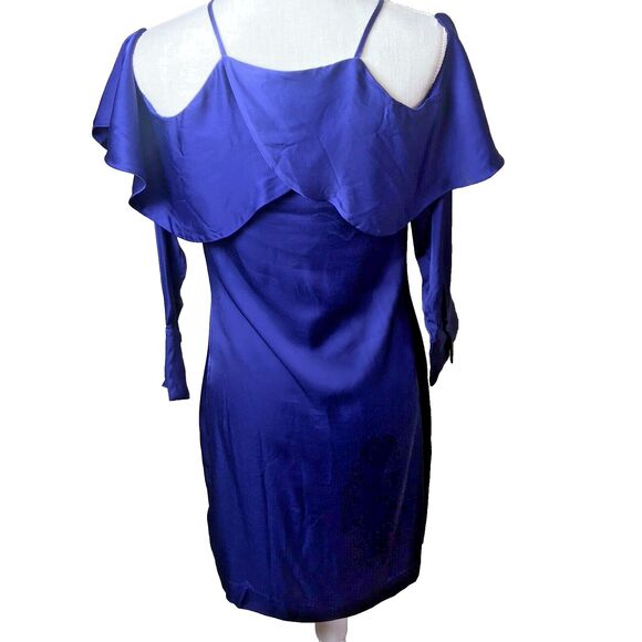ST Studio Woman's Blue Mini Open Shoulder Ruffle Dress Size 34 (S) - Picture 11 of 14